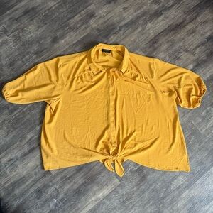 🛍️2/$10🛍️ Lane Bryant Mustard Button-Down Tie-Front Shirt
